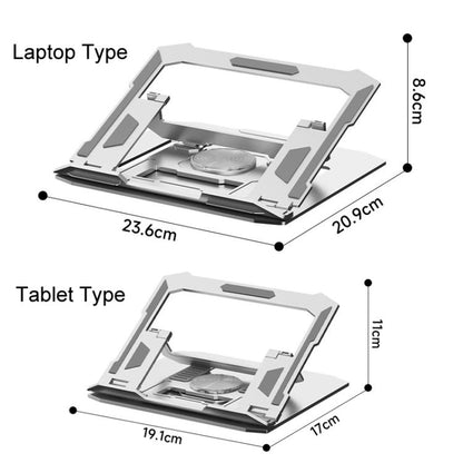 Carbon Steel Laptop Tablet Stand Holder Foldable Desktop Riser With 360-Degree Rotation, Spec: Laptop Silver - Laptop Stand by buy2fix | Online Shopping UK | buy2fix