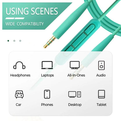 For BOSE QC25 / QC35 / SoundLink OE2 Audio Headphone Cable With In-line Microphone, Length: 1.4m(Green) - Headset Accessories by buy2fix | Online Shopping UK | buy2fix
