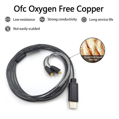 Inline Control 1.2m Type-C To MMCX Interface Headphone Plug Cable For Shure SE215 / SE315 / SE425 / SE535 / SE846 - Headset Accessories by buy2fix | Online Shopping UK | buy2fix