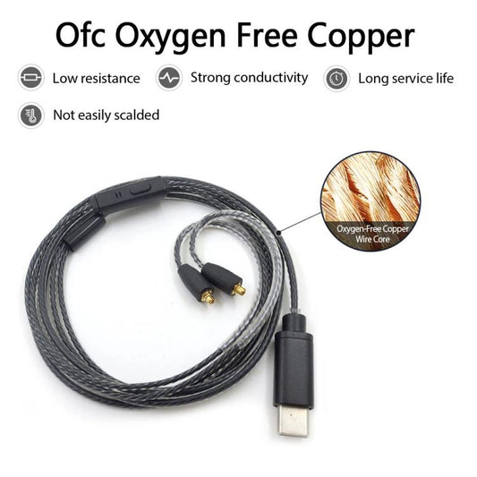 Standard 1.2m Type-C To MMCX Interface Headphone Plug Cable For Shure SE215 / SE315 / SE425 / SE535 / SE846 - Headset Accessories by buy2fix | Online Shopping UK | buy2fix