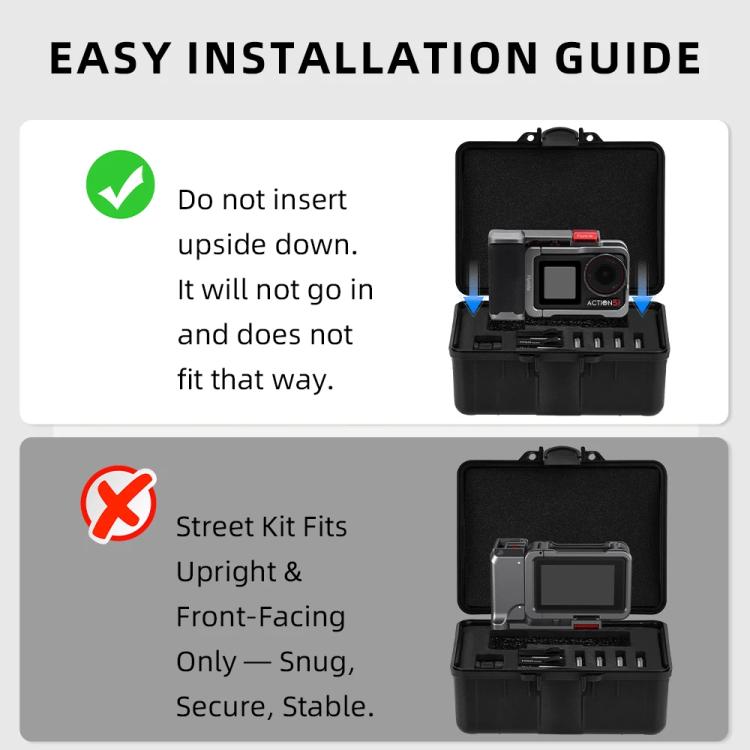 Flymile Carrying Case for DJI Action 5 Pro/4/3 Street Photography Kit Storage Organizer(Black) - Case & Bags by Flymile | Online Shopping UK | buy2fix