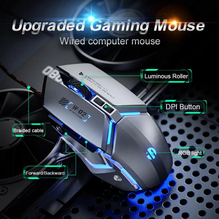 Inphic W-02 USB Wired Mouse Gaming Macro-Programmable Illuminated Computer Mice(Black) - Wired Mice by Inphic | Online Shopping UK | buy2fix