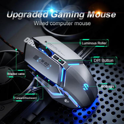 Inphic W-02 USB Wired Mouse Gaming Macro-Programmable Illuminated Computer Mice(Black) - Wired Mice by Inphic | Online Shopping UK | buy2fix