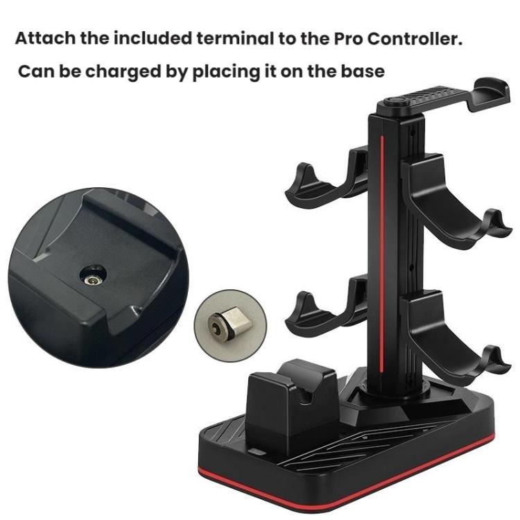 For Nintendo Switch 2 Pro Controller Headphone Storage Rack Charging Base(Black) - Holder by buy2fix | Online Shopping UK | buy2fix