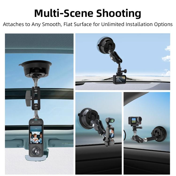 Flymile Universal Car Suction Cup Mount for Action Cameras 360-degree Rotatable, Washable and Reusable Dashboard Windshield Holder, Spec: With Extension Rod - Holder by Flymile | Online Shopping UK | buy2fix