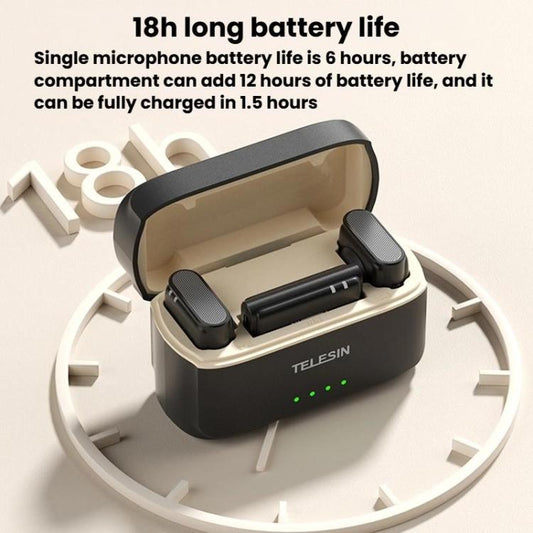 TELESIN Wireless Lavalier Microphone Noise-Canceling Magnetic Button Microphone(Black) - Microphone by TELESIN | Online Shopping UK | buy2fix