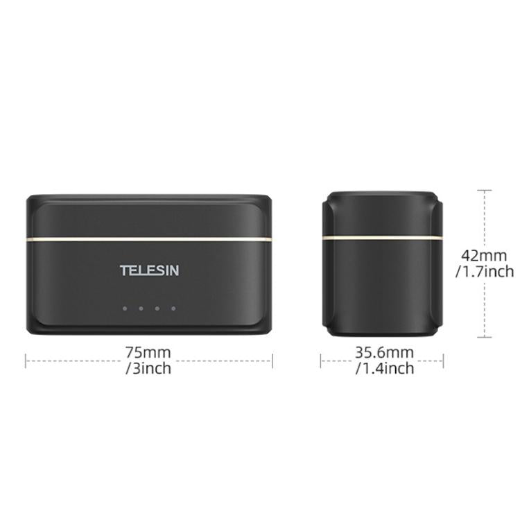 TELESIN Wireless Lavalier Microphone Noise-Canceling Magnetic Button Microphone(Black) - Microphone by TELESIN | Online Shopping UK | buy2fix
