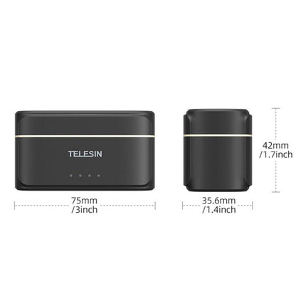 TELESIN Wireless Lavalier Microphone Noise-Canceling Magnetic Button Microphone(Black) - Microphone by TELESIN | Online Shopping UK | buy2fix