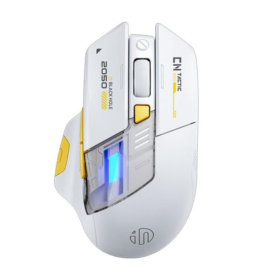 Inphic Bluetooth Wireless Mouse Office & Gaming LED Charging Mice, Spec: Tri-Mode White