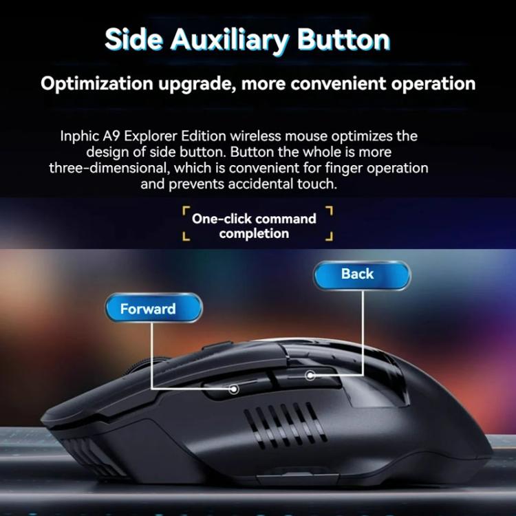 Inphic Bluetooth Wireless Mouse Office & Gaming LED Charging Mice, Spec: Tri-Mode Black - Wireless Mice by Inphic | Online Shopping UK | buy2fix