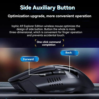 Inphic Bluetooth Wireless Mouse Office & Gaming LED Charging Mice, Spec: Tri-Mode Black - Wireless Mice by Inphic | Online Shopping UK | buy2fix