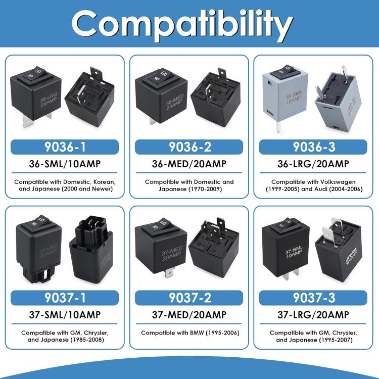 6pcs /Set 9038 Fuel Pump Relay Bypass Master Kit Replaces OEM 9036 And 9037, For Automotive Diagnostic Testing - Relays by buy2fix | Online Shopping UK | buy2fix