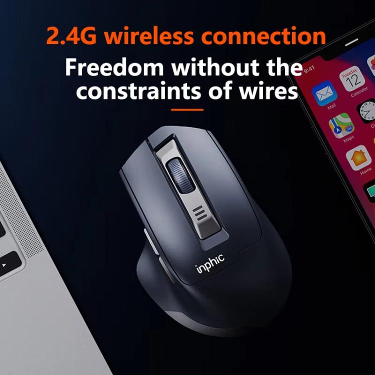 Inphic M9 2.4G Wireless Mouse Business Office Home Ergonomic Mute Computer Mice(Dark Gray) - Wireless Mice by Inphic | Online Shopping UK | buy2fix