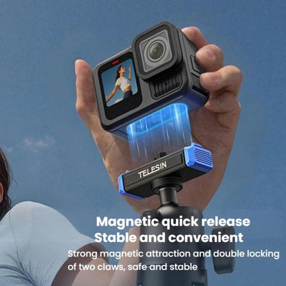 For GoPro HERO13 Black TELESIN S1-MNP-14-TGP 17-40cm Retractable Quick-Release Mini Selfie Stick Handheld Desktop Tripod(Black) - Portable Mini Tripod by TELESIN | Online Shopping UK | buy2fix