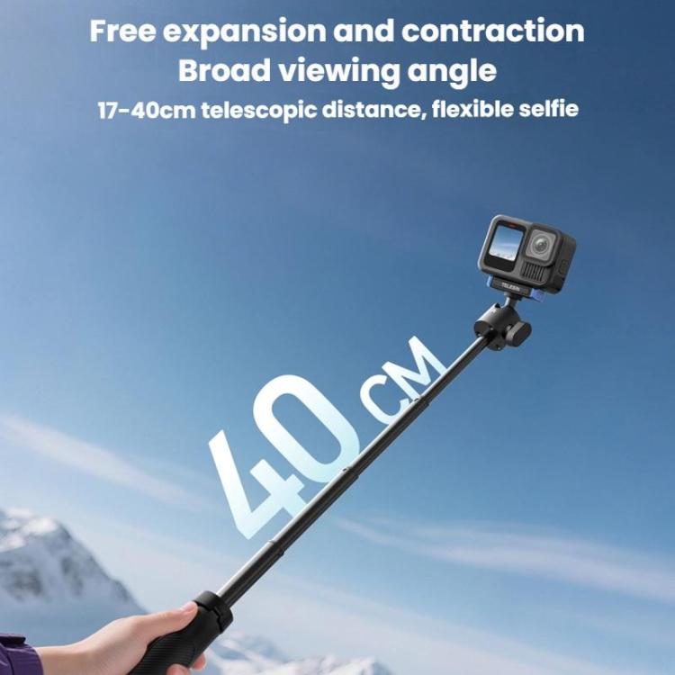 For GoPro HERO13 Black TELESIN S1-MNP-14-TGP 17-40cm Retractable Quick-Release Mini Selfie Stick Handheld Desktop Tripod(Black) - Portable Mini Tripod by TELESIN | Online Shopping UK | buy2fix