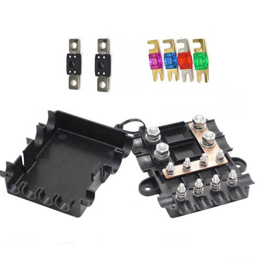 6-Way Automotive Fuse Block Box, 2-500A 32V DC, with 2 Input and 4 Output Terminals With 6 Fuses - Fuse by buy2fix | Online Shopping UK | buy2fix