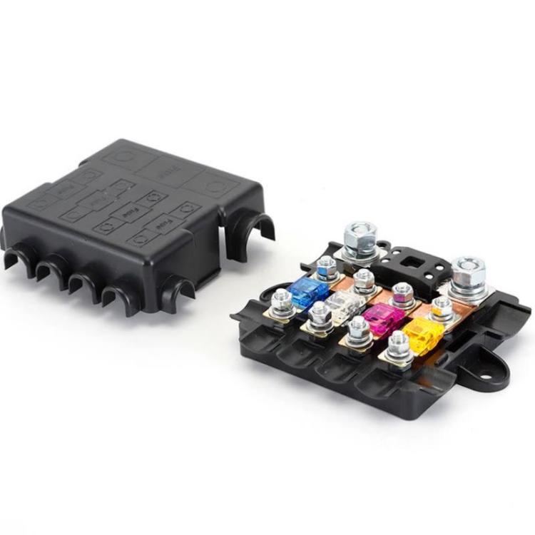 6-Way Automotive Fuse Block Box, 2-500A 32V DC, with 2 Input and 4 Output Terminals Black - Fuse by buy2fix | Online Shopping UK | buy2fix