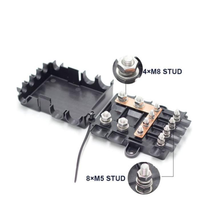 6-Way Automotive Fuse Block Box, 2-500A 32V DC, with 2 Input and 4 Output Terminals With 6 Fuses - Fuse by buy2fix | Online Shopping UK | buy2fix