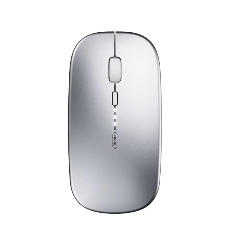 Inphic M1 PRO Wireless Bluetooth Tri-mode Rechargeable Mute Mouse With Battery Level Display(Silver) - Wireless Mice by Inphic | Online Shopping UK | buy2fix
