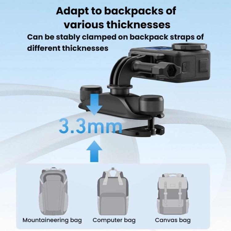 TELESIN S3-JFM-03-TDJ Backpack Quick-Release Mount Universal Backpack Clip For Action Cameras(Black) - Backpack Clip by TELESIN | Online Shopping UK | buy2fix