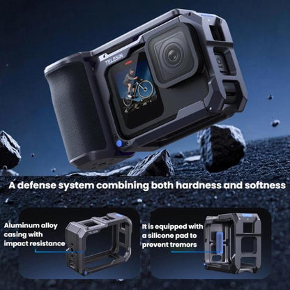 TELESIN Camera Grip Kit For GoPro HERO9 Black / HERO10 Black / HERO11 Black / HERO12 Black / HERO13 Black, Spec: With Camera Cage - Protective Frame by TELESIN | Online Shopping UK | buy2fix