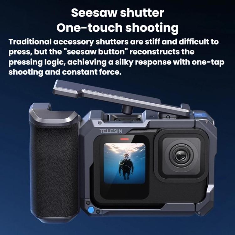 TELESIN Camera Grip Kit For GoPro HERO9 Black / HERO10 Black / HERO11 Black / HERO12 Black / HERO13 Black, Spec: With Camera Cage - Protective Frame by TELESIN | Online Shopping UK | buy2fix