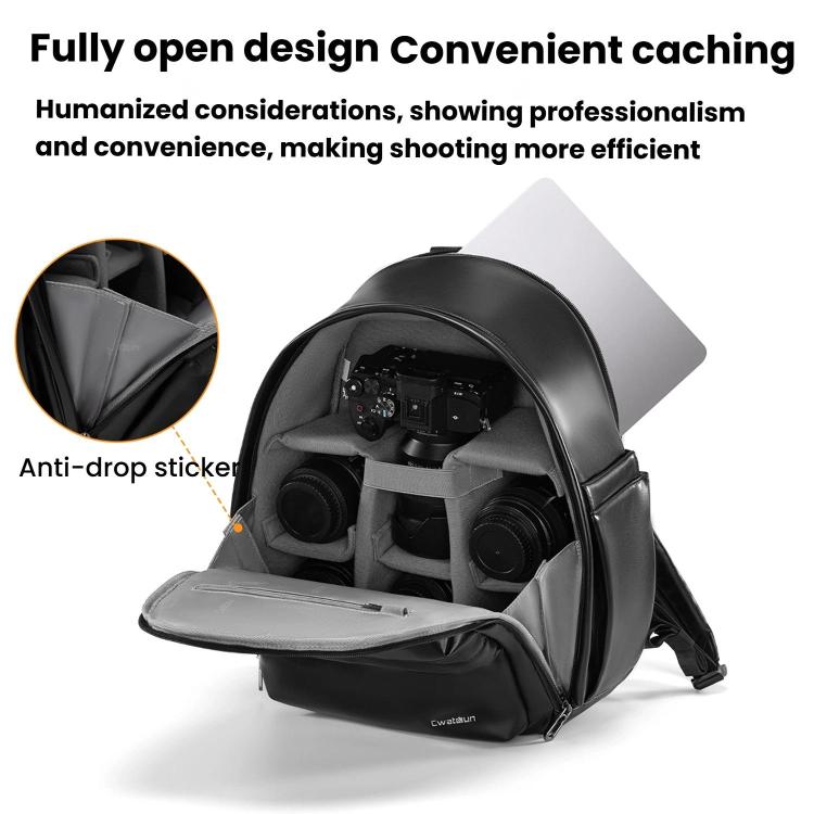 Cwatcun D125 Medium Shoulder Camera Bag Waterproof Casual Photography Backpack(Black) - Backpack by Cwatcun | Online Shopping UK | buy2fix
