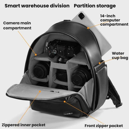 Cwatcun D125 Medium Shoulder Camera Bag Waterproof Casual Photography Backpack(Black) - Backpack by Cwatcun | Online Shopping UK | buy2fix