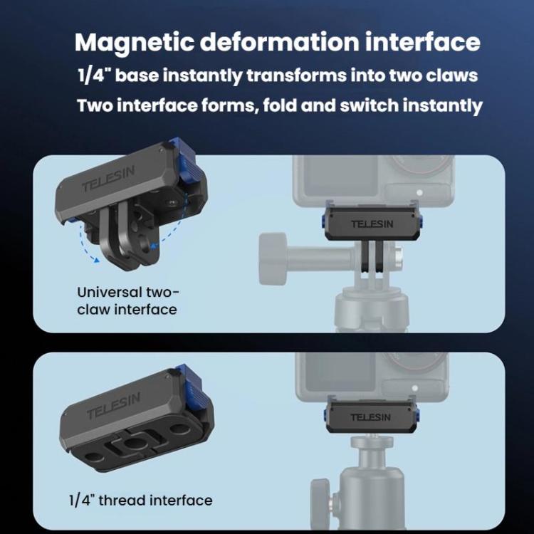 For DJI Osmo Action 3 / 4 / 5 Pro TELESIN Magnetic Adapter Mount(Black) - Mount & Holder by TELESIN | Online Shopping UK | buy2fix