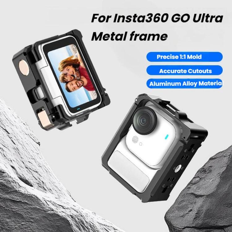 For Insta360 GO Ultra Aluminum Alloy Cage with Dual Cold Shoe Mount Shockproof Protective Frame(Black) - Mount & Holder by buy2fix | Online Shopping UK | buy2fix