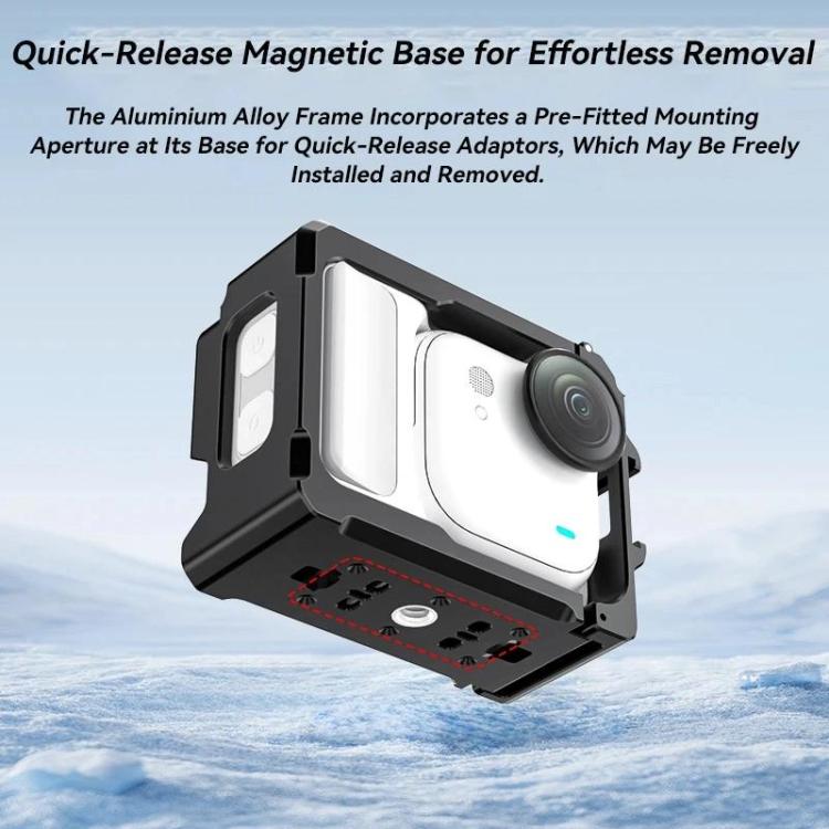 For Insta360 GO Ultra Aluminum Alloy Cage with Dual Cold Shoe Mount Shockproof Protective Frame(Black) - Mount & Holder by buy2fix | Online Shopping UK | buy2fix