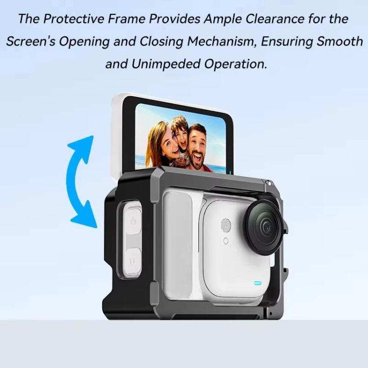 For Insta360 GO Ultra Aluminum Alloy Cage with Dual Cold Shoe Mount Shockproof Protective Frame(Black) - Mount & Holder by buy2fix | Online Shopping UK | buy2fix