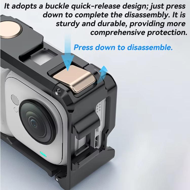 For Insta360 GO Ultra Aluminum Alloy Cage with Dual Cold Shoe Mount Shockproof Protective Frame(Black) - Mount & Holder by buy2fix | Online Shopping UK | buy2fix