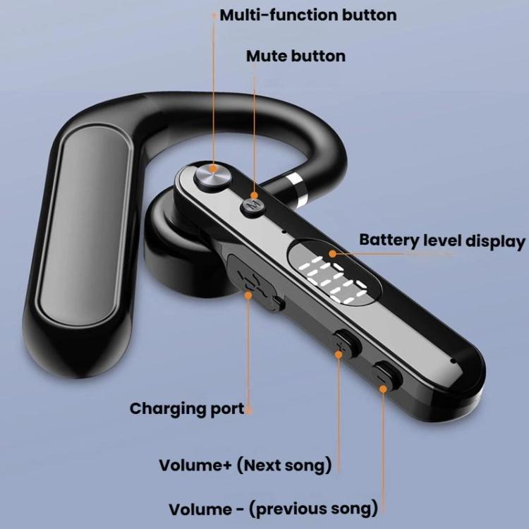 F10 With Mute Button Digital Display Monaural Noise Reduction On-Ear Bluetooth Earphone(Black) - Bluetooth Earphone by buy2fix | Online Shopping UK | buy2fix