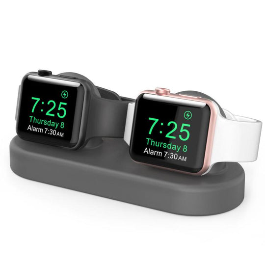 For Apple Watch / Earphone AhaStyle DD97 Storage Base 2 In 1 Desktop Charging Silicone Dock(Gray)