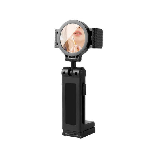 L1 Mirror + Clip Portable Phone Holder Clamp Mount For Travel 360-Degree Rotation Lazy Bracket Desk Stand(Black)