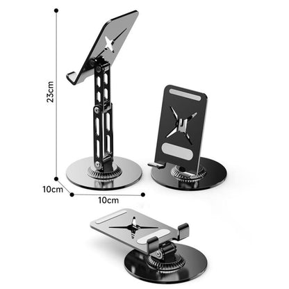 Dual-Fold Phone Tablet Stand Full Metal 360-degree Rotation Desktop Holder with 3-Axis Adjustable Arm(Black) - Desktop Holder by buy2fix | Online Shopping UK | buy2fix
