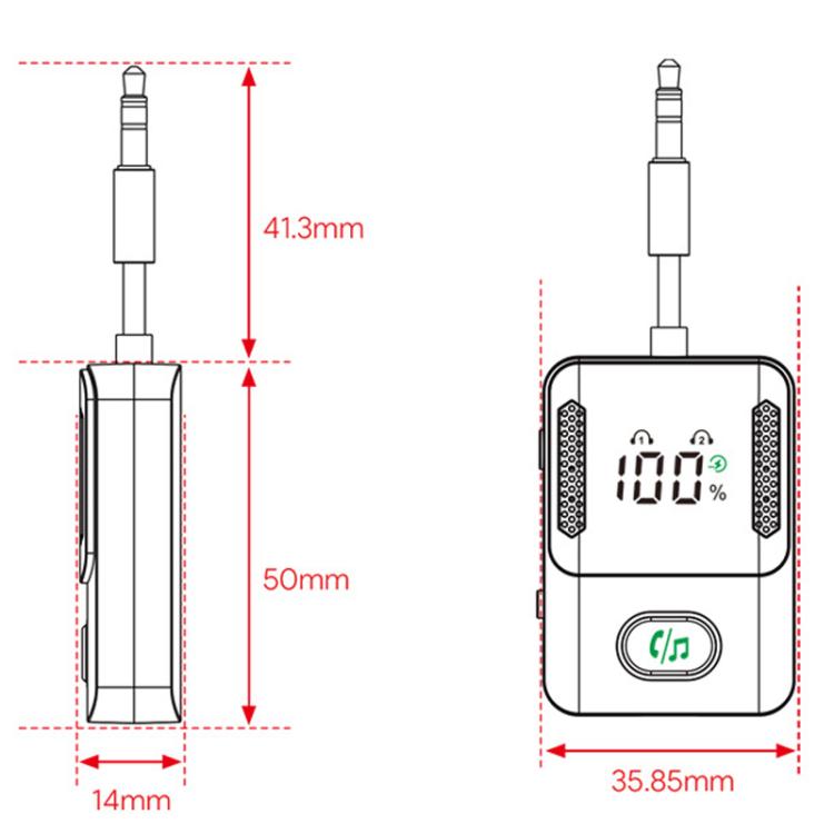 BR16 Car Bluetooth Dual-Microphone Receiver-Transmitter Long Lasting Audio Adapter(Black) - Audio Receiver Transmitter by buy2fix | Online Shopping UK | buy2fix