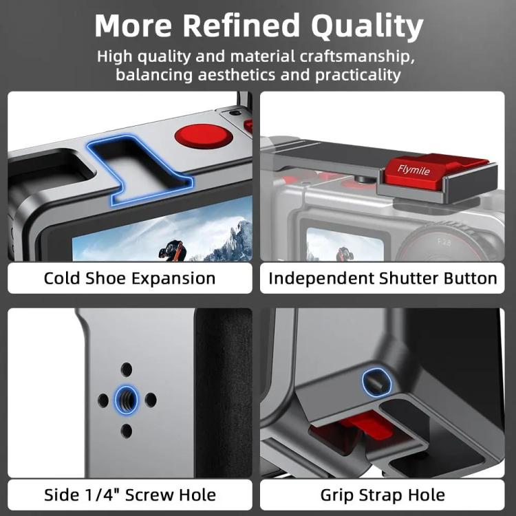 Flymile Street Shooting Handle Kit for DJI Osmo Action 5 Pro/4/3 Action Camera Aluminum Expansion Cage(Metal Color) - Protection Frame by Flymile | Online Shopping UK | buy2fix