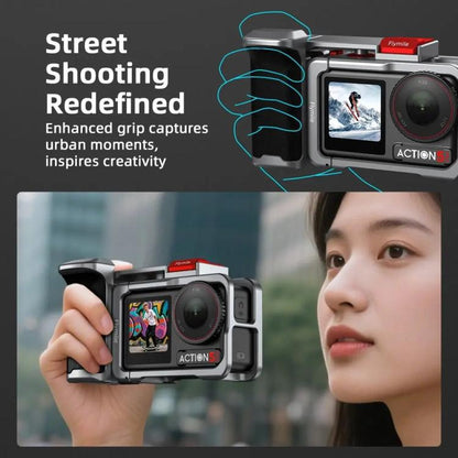 Flymile Street Shooting Handle Kit for DJI Osmo Action 5 Pro/4/3 Action Camera Aluminum Expansion Cage(Metal Color) - Protection Frame by Flymile | Online Shopping UK | buy2fix