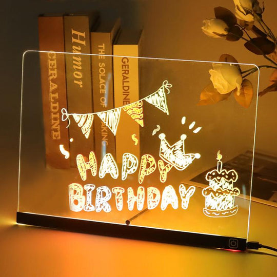 Luminous Transparent Acrylic Erasable Fluorescent Writing Message Board Billboard, Size: RGB 35x26cm
