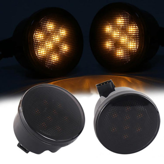 2pcs For Wrangler Plum Blossom-Shaped Yellow LED Car Lights Car Modified Grille Turn Signal Lights, Spec: Without Aperture