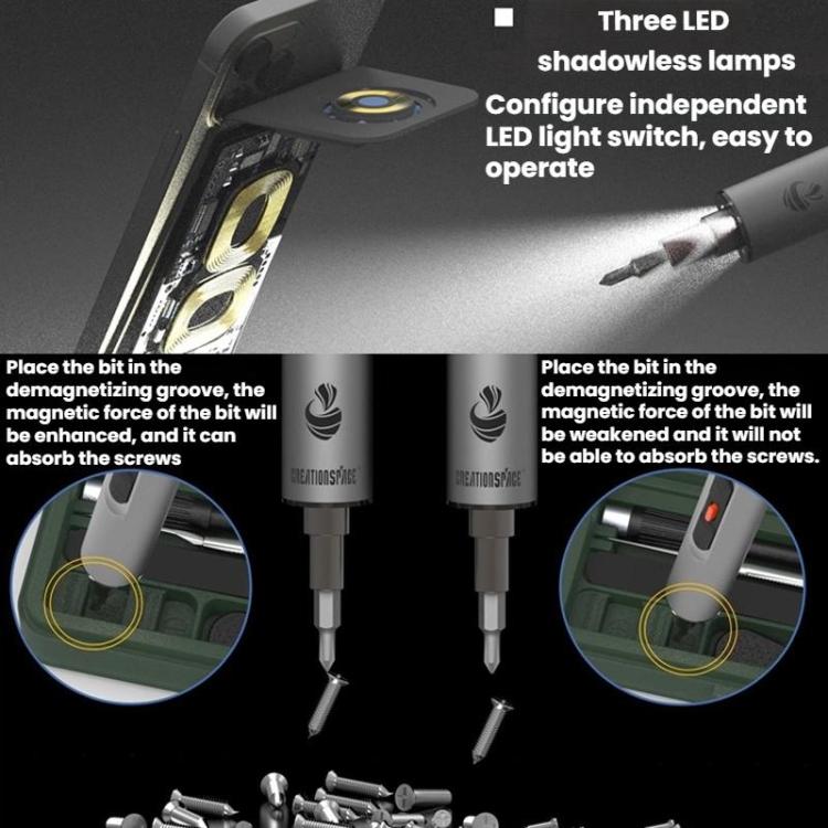 CREATIONSPACE CS0701A 29pcs High-Torque Mini Electric Screwdriver Set - Screwdriver Set by CREATIONSPACE | Online Shopping UK | buy2fix