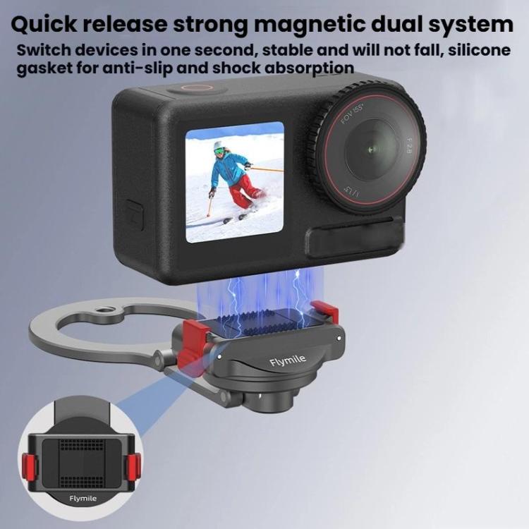 For DJI Osmo Action 3 / 4 / 5 Pro / Osmo 360 Flymile Quick-Release Magnetic Mount(Black) - Mount & Holder by Flymile | Online Shopping UK | buy2fix
