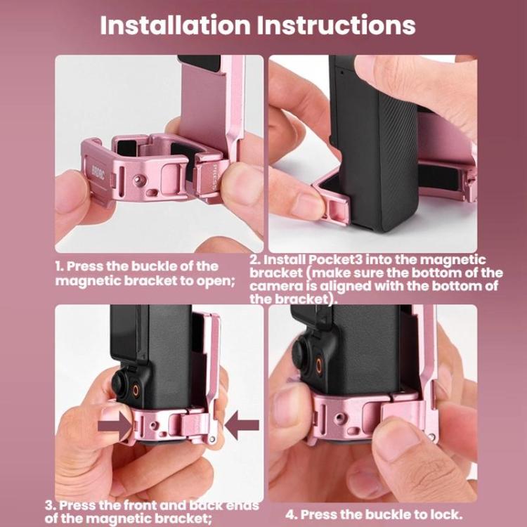 For DJI Osmo Pocket 3 BRDRC Magnetic Mount Expandable Back Clip Adapter(Pink) - Mount & Holder by BRDRC | Online Shopping UK | buy2fix