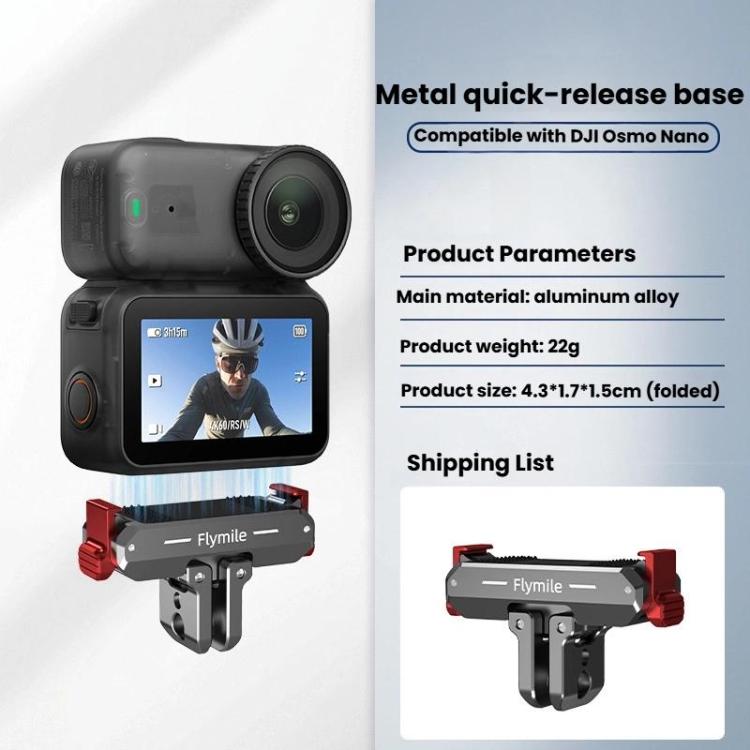 For DJI Osmo Nano Flymile Magnetic Quick-Release Base Two-Jaw Foldable Extension Bracket Accessories For Action Cameras, Version: Metal - Mount & Holder by Flymile | Online Shopping UK | buy2fix