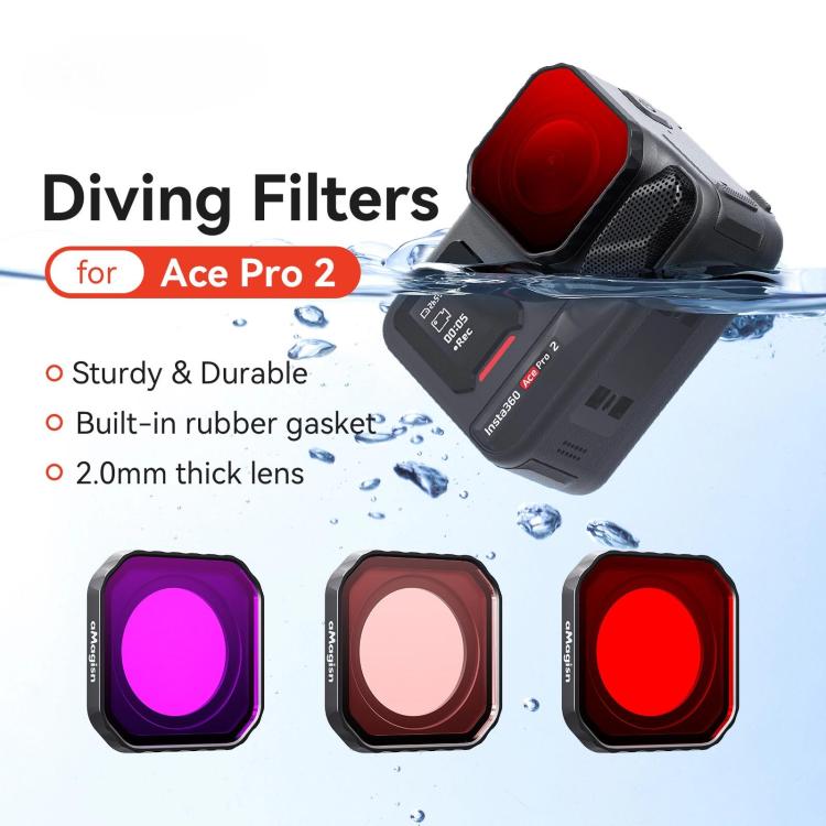 For Insta360 Ace Pro 2 aMagisn Dive Filter Underwater Waterproof Camera Lens Protector(Light Red) - Len Accessories by aMagisn | Online Shopping UK | buy2fix