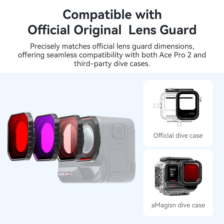 For Insta360 Ace Pro 2 aMagisn Dive Filter Underwater Waterproof Camera Lens Protector(Light Red) - Len Accessories by aMagisn | Online Shopping UK | buy2fix