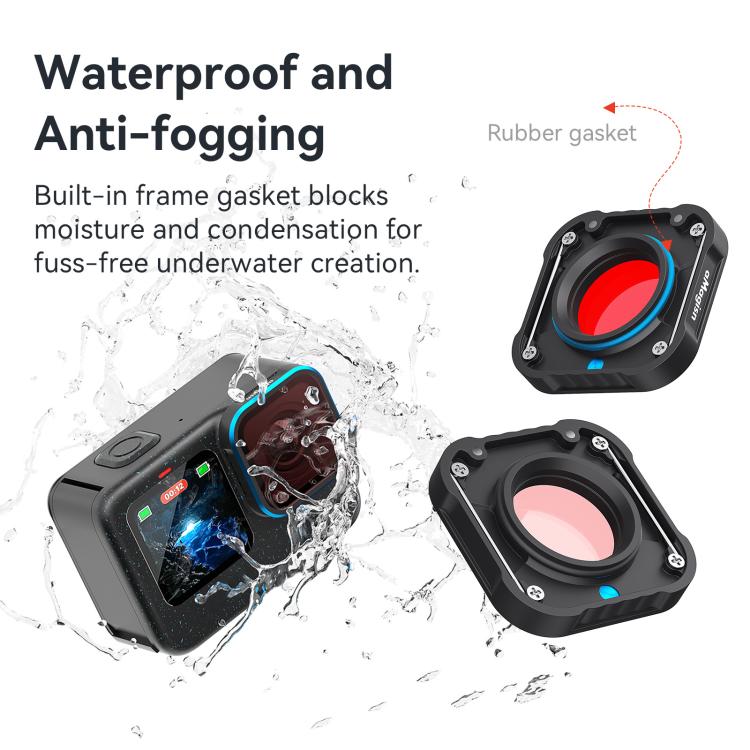 aMagisn Dive Filter for GoPro HERO13 Black /12 Black /11 Black /11 Black mini /10 Black /9 Black(Light Red) - Lens Filter by aMagisn | Online Shopping UK | buy2fix