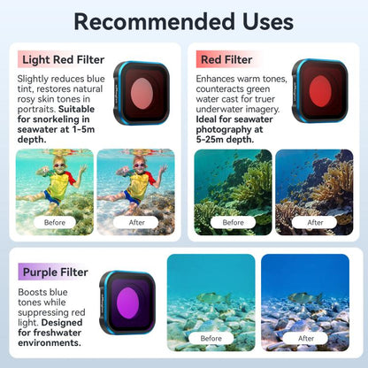 aMagisn Dive Filter for GoPro HERO13 Black /12 Black /11 Black /11 Black mini /10 Black /9 Black(Purple) - Lens Filter by aMagisn | Online Shopping UK | buy2fix